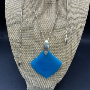 KENDRA SCOTT  TEAL PENDANT SLIDE NECKLACE